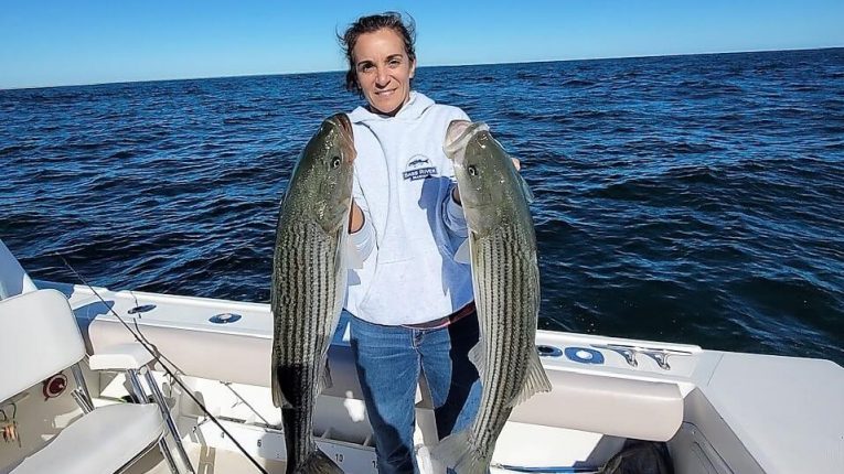 Striper fishing on Get Hooked Cape Cod Charters